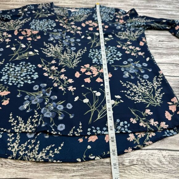 Westport 1962 Women's Floral Button Blouse XL Extra Large Navy Blue Pink Green - Picture 14 of 15